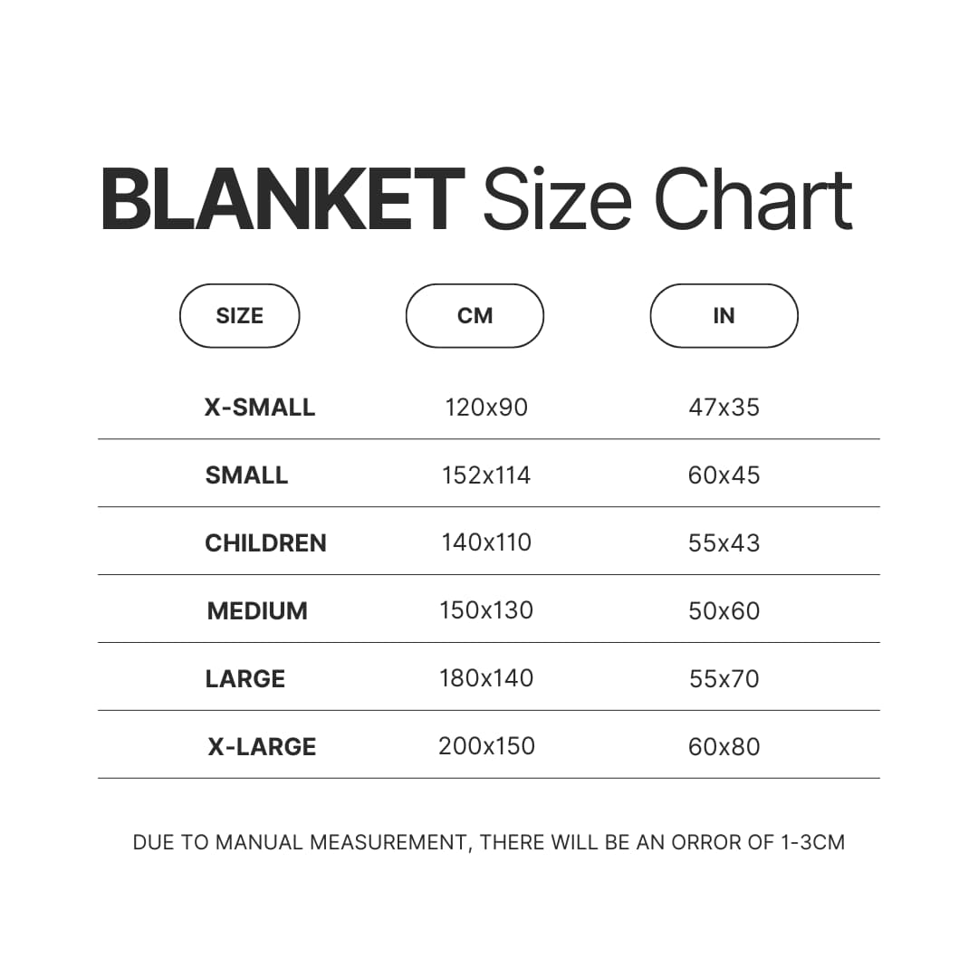 Blanket Size Chart - Chappell Roan Shop