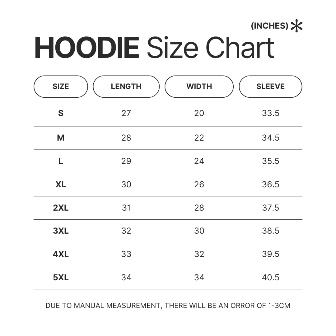 Hoodie Size Chart - Chappell Roan Shop