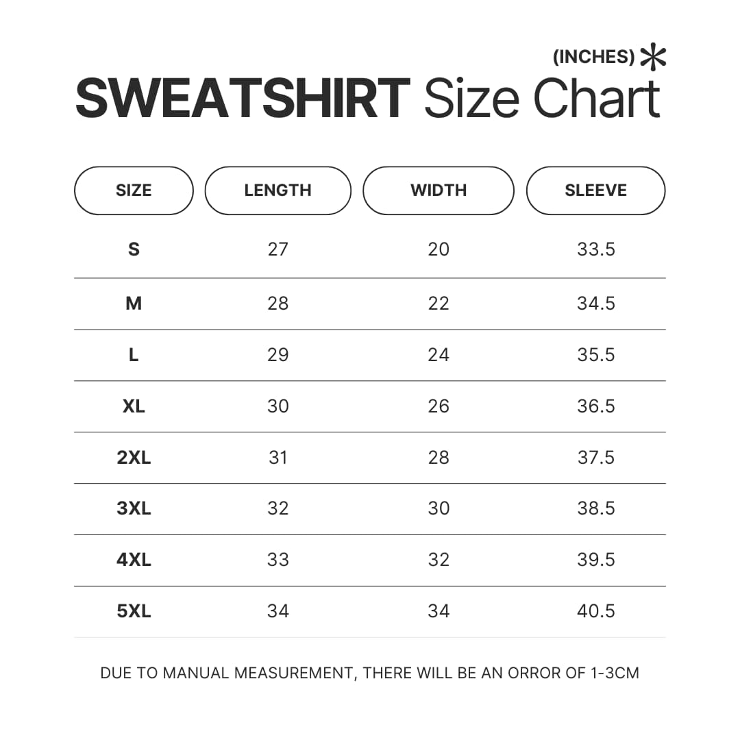 Sweatshirt Size Chart - Chappell Roan Shop