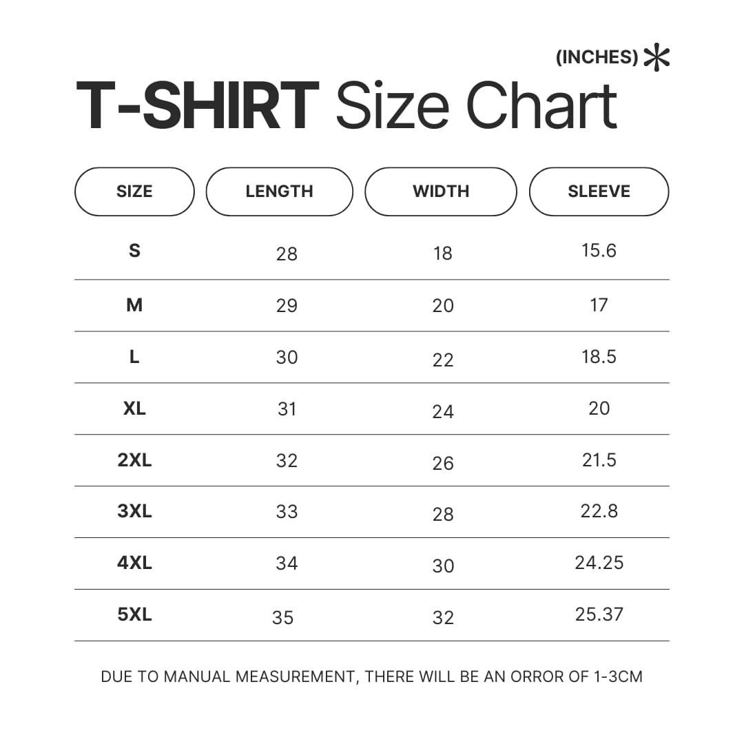 T shirt Size Chart - Chappell Roan Shop