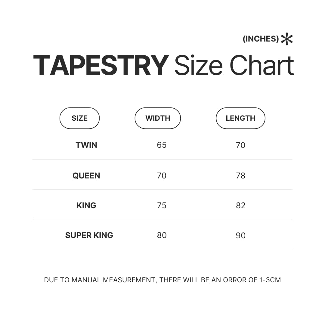 Tapestry Size Chart - Chappell Roan Shop