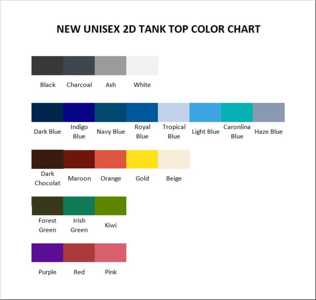 tank top color chart - Chappell Roan Shop